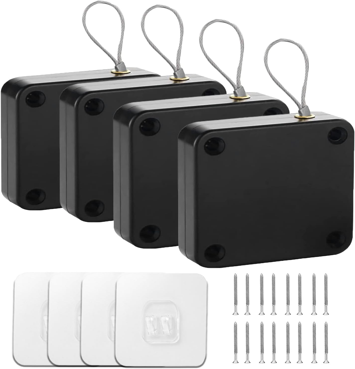 SHIMIDO Upgraded Punch-Free 1000G Automatic Screen Door Closer, Storm Door Closer, Sliding Screen Auto Closer with Steel Drawstring for Bathroom, Bedroom, Studyroom (4 Pack Black) image number 4