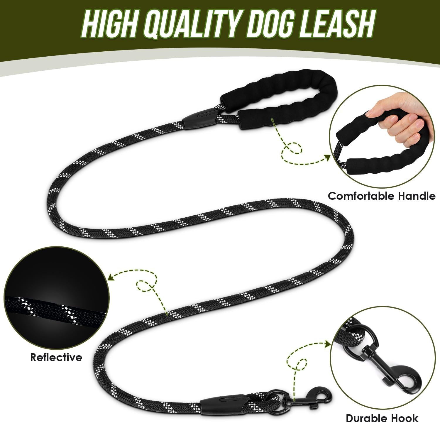 AUTOWT Tactical Dog Harness with Leash and Patches - Service Dog Vest with Rubber Handle and Dual Buckle for Running Training Walking - No Pull Dog Harnesses for Small Medium Large Dogs (Black, M) image number 5