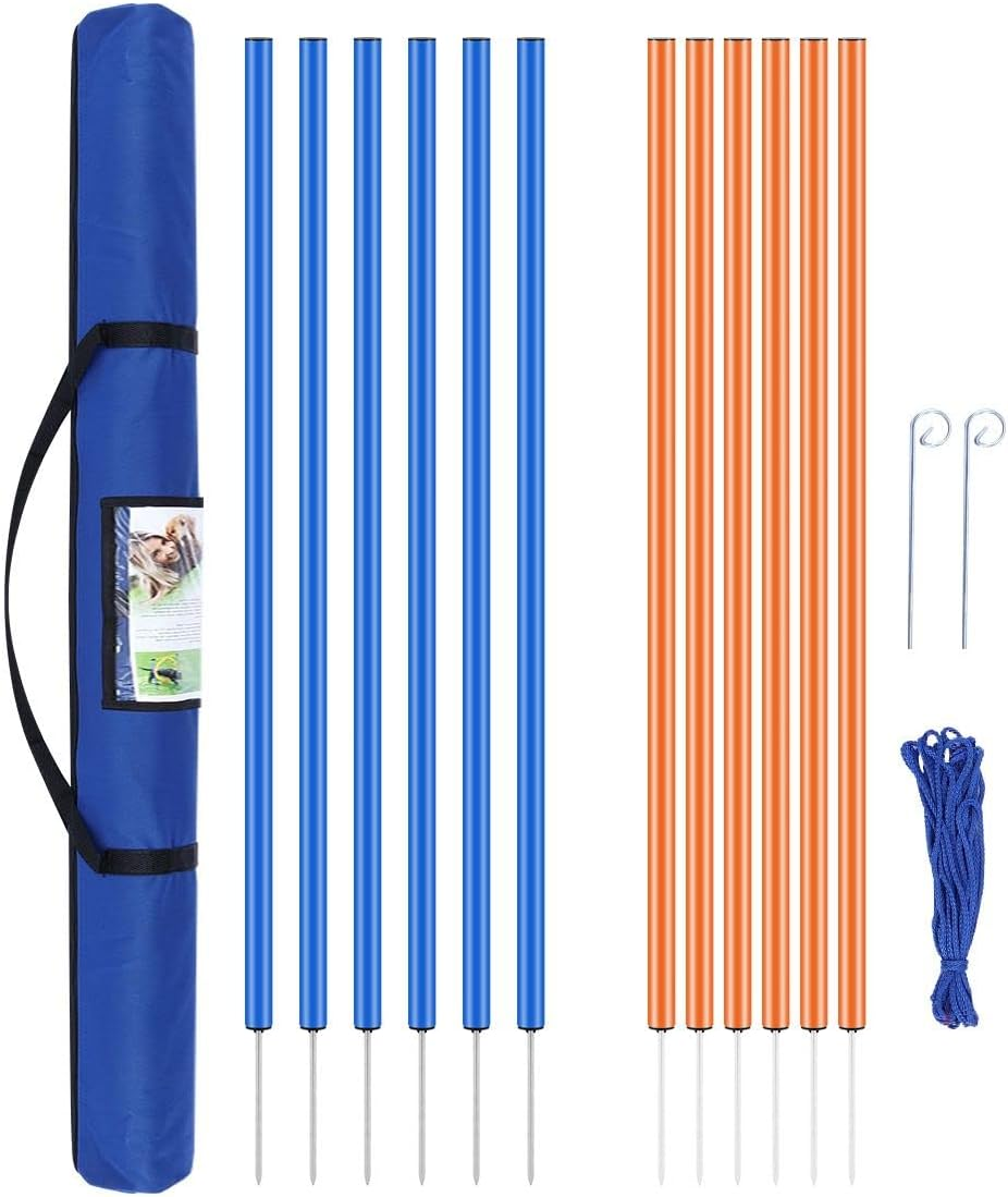 12Pcs Dog Agility Equipment Pet Weave Pole Puppy Interactive Toys Dog Exercise Training Adjustable with Carrying Case image number 5