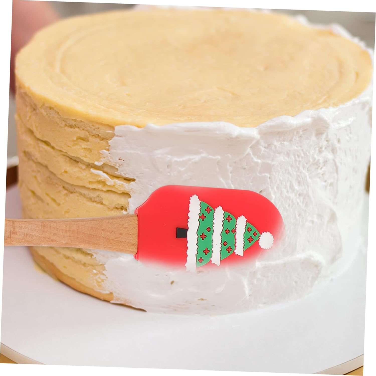 CHILDWEET Christmas Silicone Spatula Handle Festive Baking Tool for Mixing and Spreading Adorable Kitchen Gadget for and Desserts