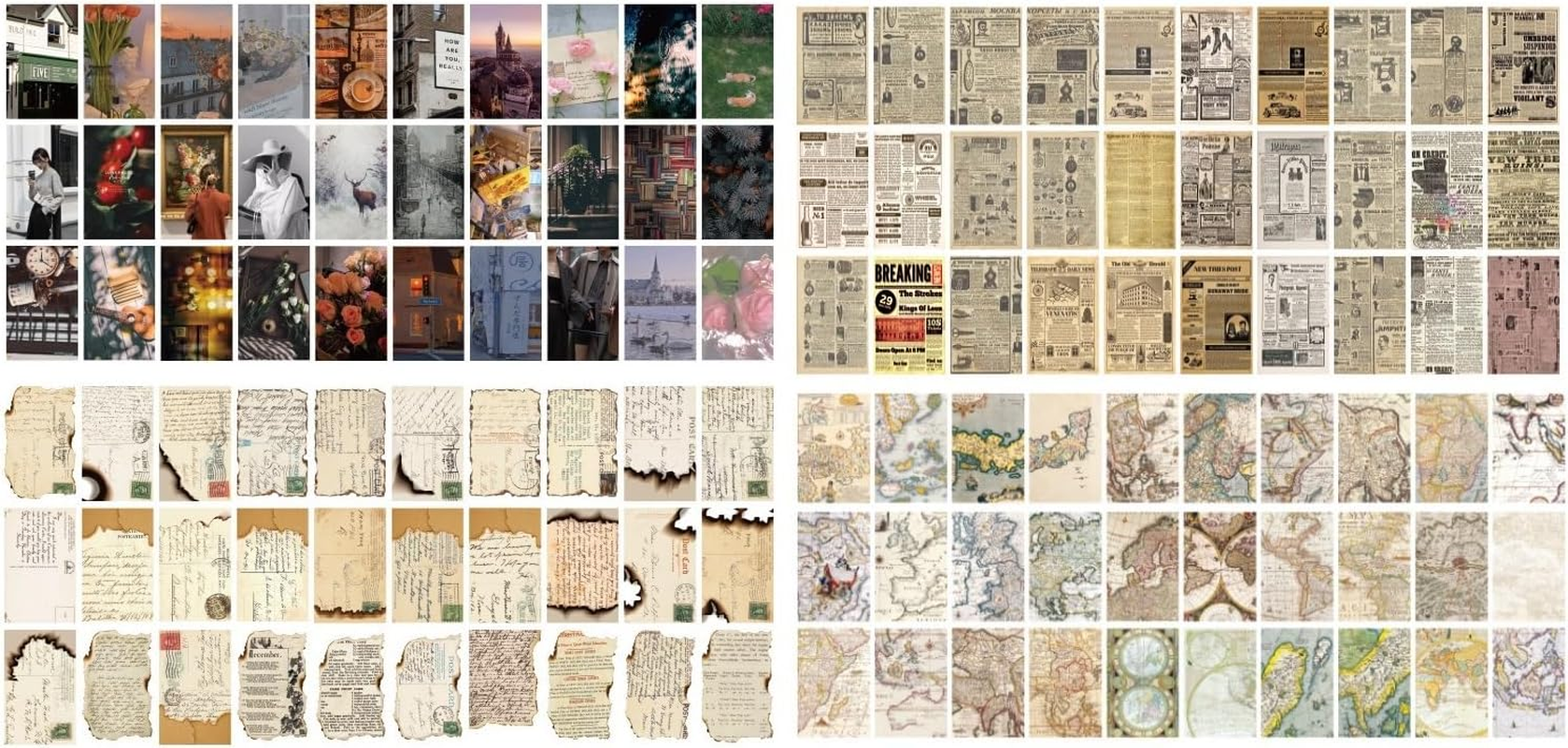 240 Pcs Vintage Scrapbook Paper, Vintage Pattern Paper Scrapbooking Paper ,Mini Dictionary Scrapbooking Paper for Journaling Supplies，Decorative Craft Paper image number 1