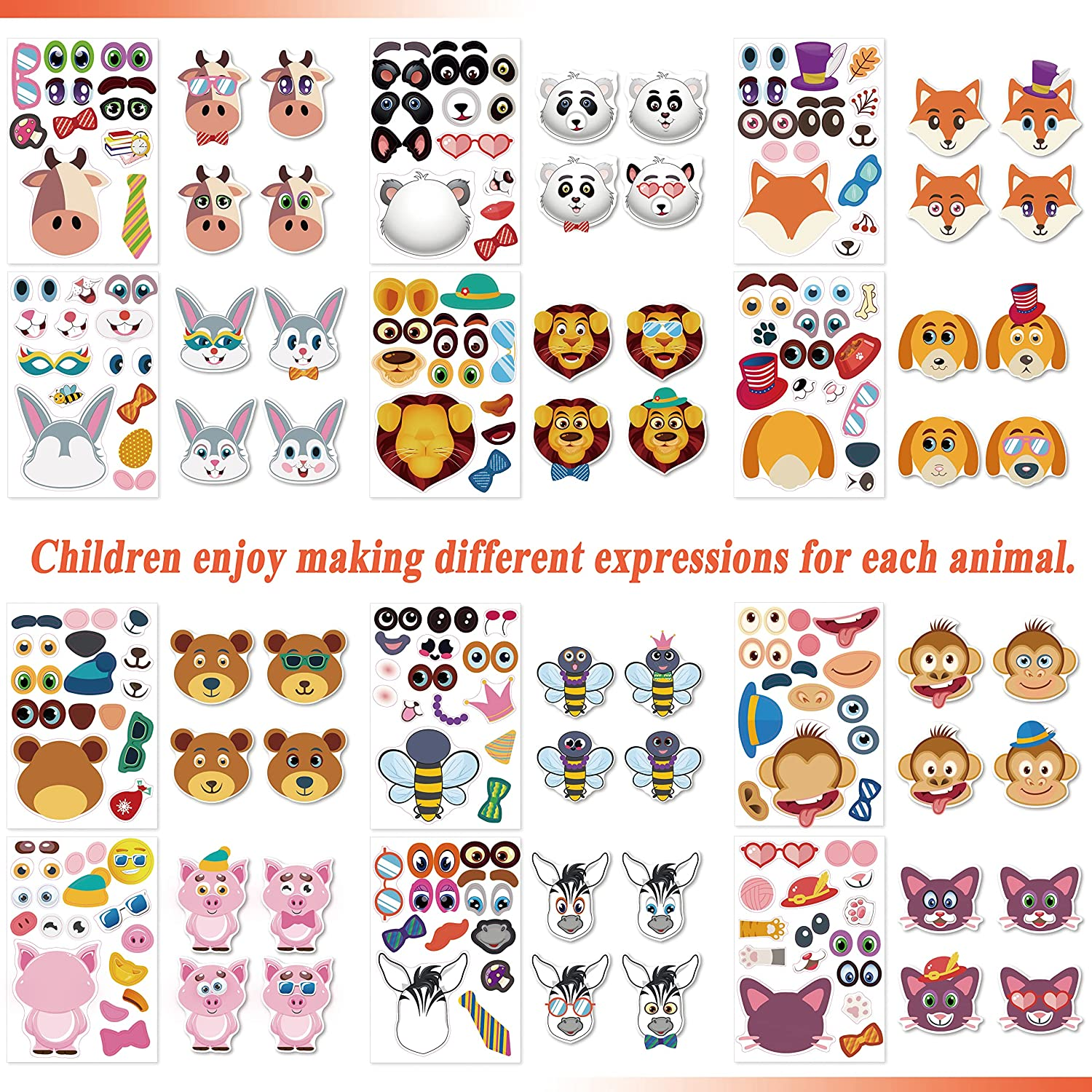 Make Animal Face Stickers for Kids Toddlers 2 3 4 5 6 7 8 Years Ages Unicorn Birthday Decorations Goodie Bags Stuffers Arts and Crafts Party Favors Travel Activities image number 2