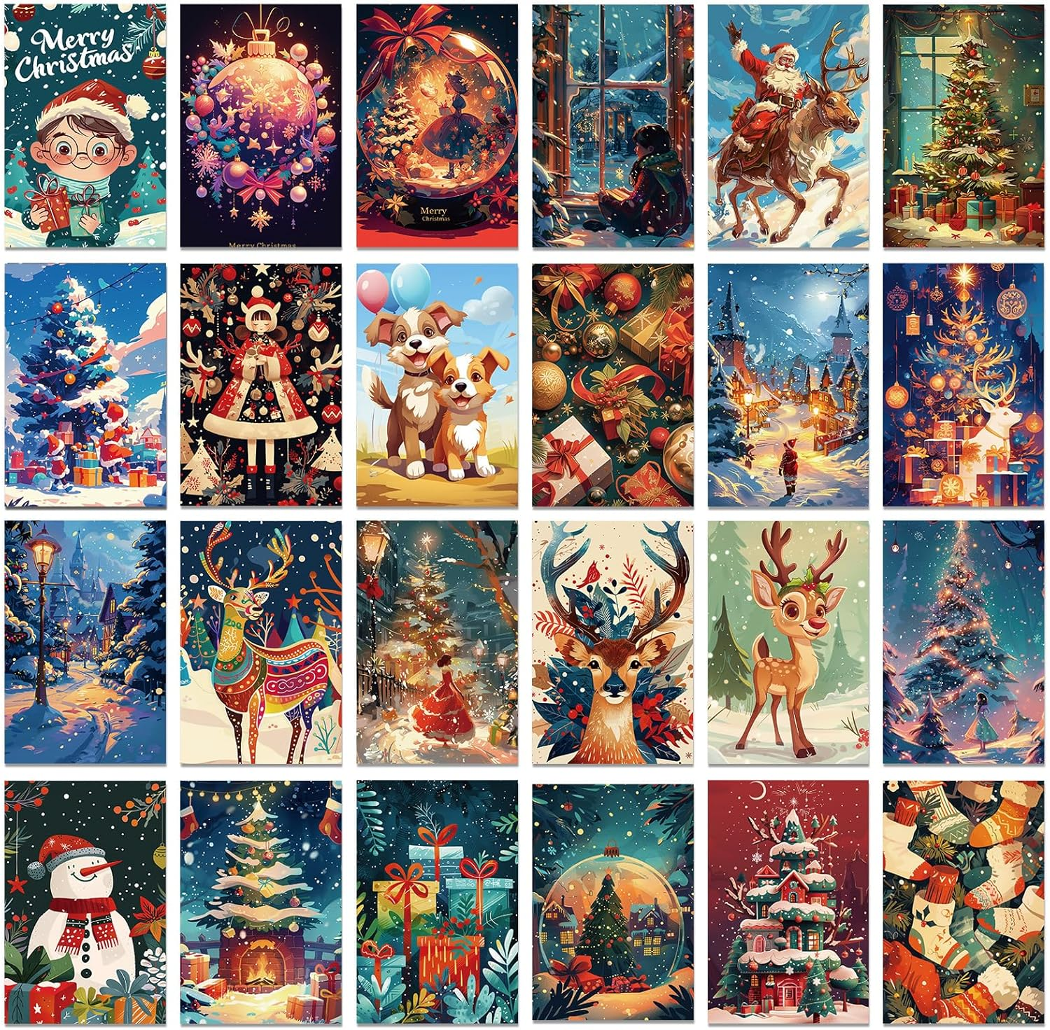 Huawenfei 50PCS Christmas Wall Decor Posters Red Print Post Card Set Gift Picture Winter Decor Art for Christmas Halloween Holiday for Party Fireplace Hang Decoration(4"&times;6 IN" Unframed) image number 2