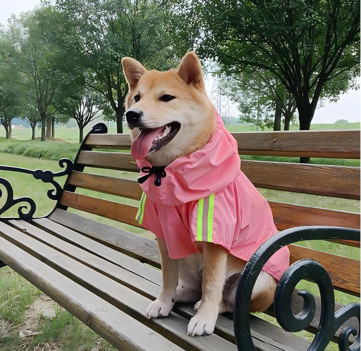 Dog Raincoat Hooded Proof Rain Clothes with Reflective Strip, Portable Pocket on Back, Leash Hole, Fits Small Pets Puppy Cats to 4XL Large Dogs (2XL) image number 4