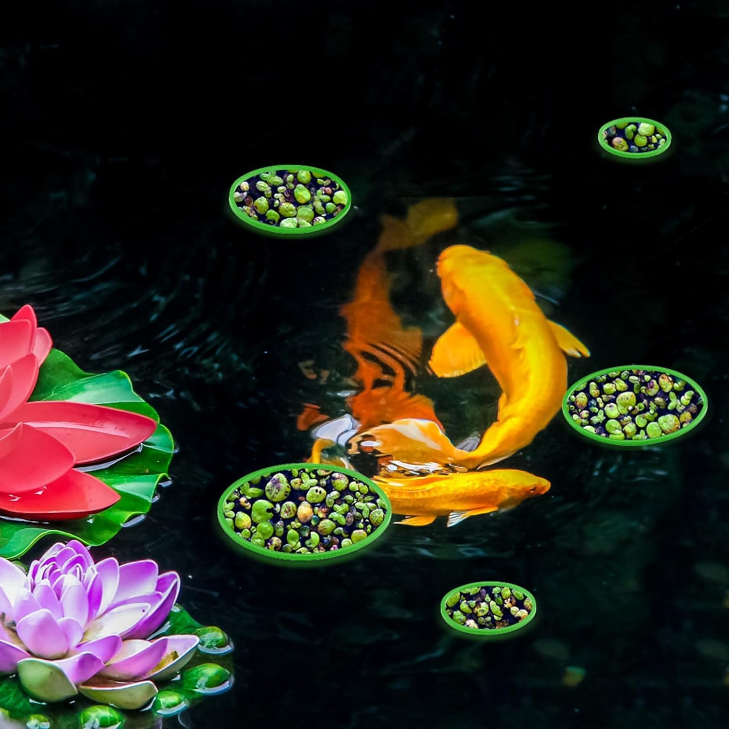 Limcryspp 5 Sizes Betta Feeding Rings,5 Pcs Aquarium Floating Plant Rings,Fish Feeding Ring for Fish Tank, Floating Plant Corral for Keeping Floating Plants in Place Aquarium Floating (Green) image number 6