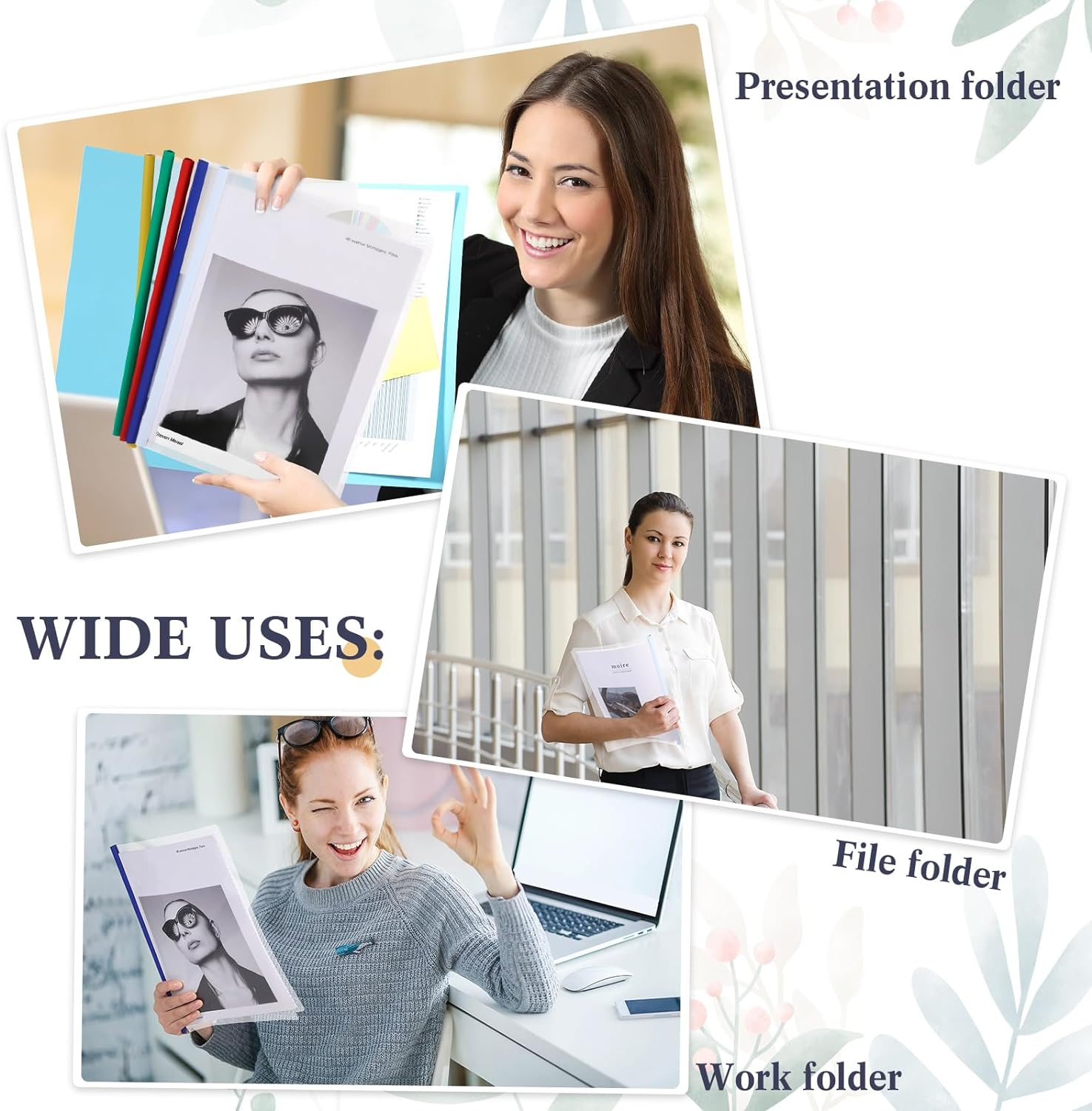 100 Pcs Clear Report Covers with Sliding Bar Clear Presentation Binder Transparent Resume Folder with 5 Colors Slider Bars Plastic Report Folder for File Report Paper Book Resume Letter School Office image number 3