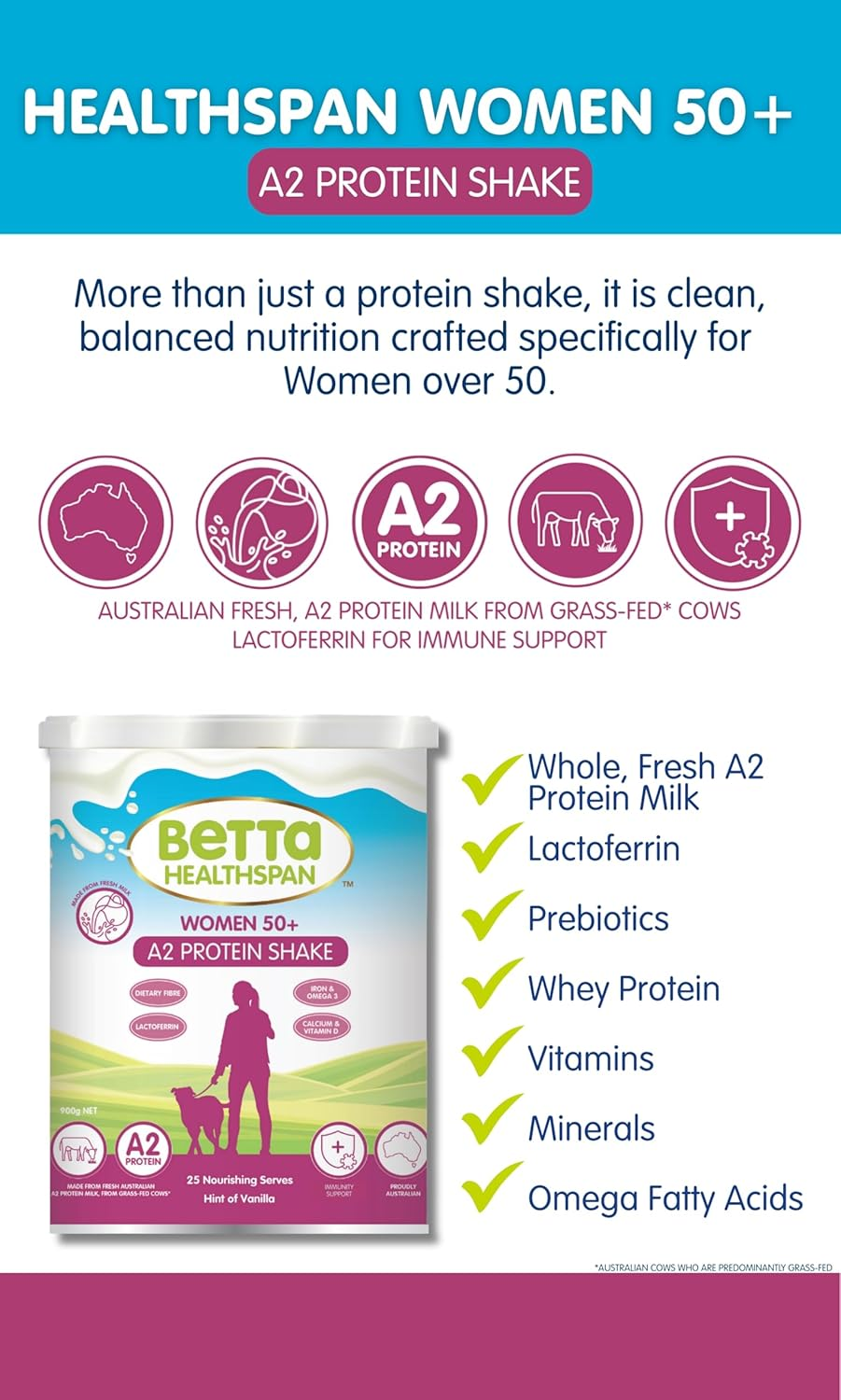 Betta Healthspan Women 50+ A2 Protein Shake