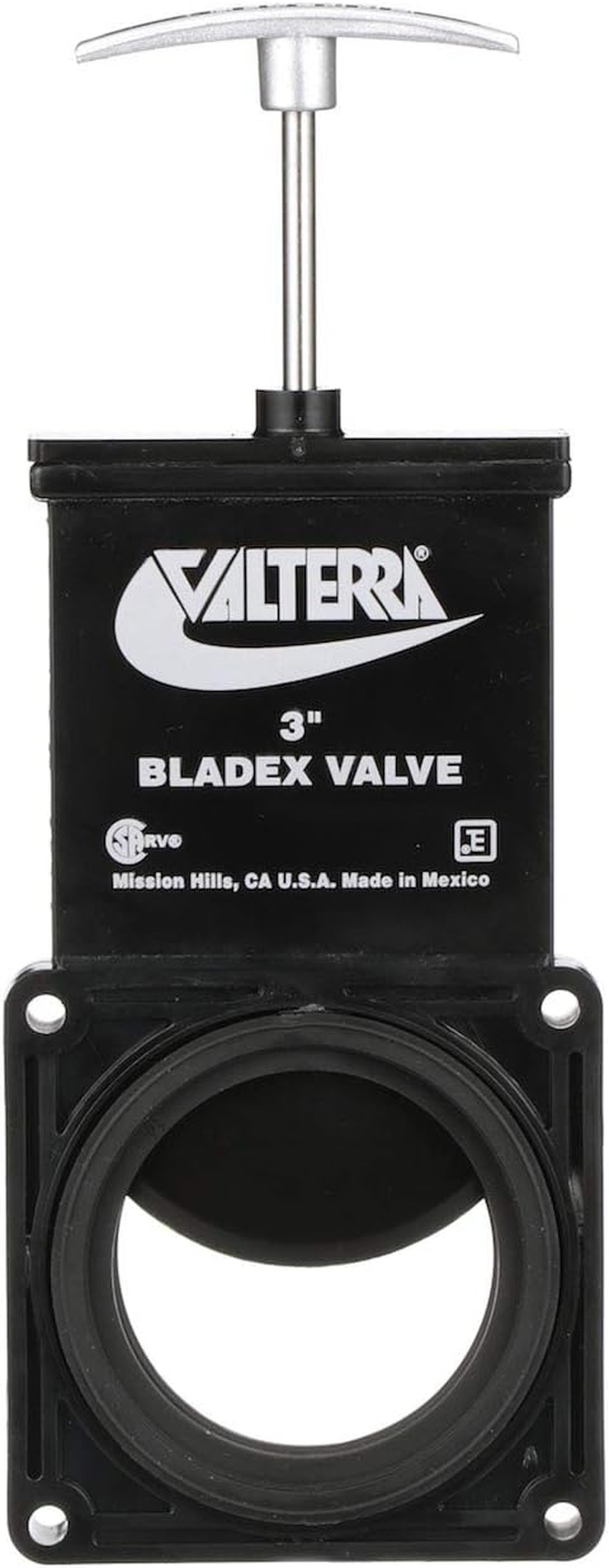 Valterra T1003VPM Bladex 3" Waste Valve Body with Metal Handle, Black image number 3