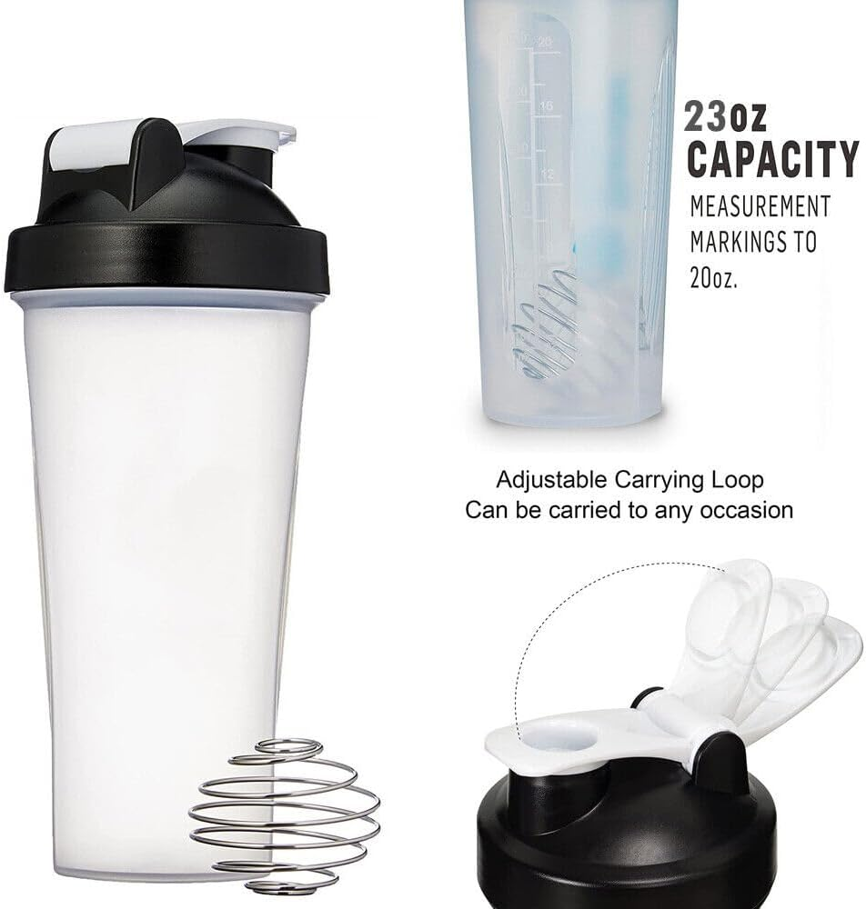 LEDON 700Ml Shaker Ball Sport Bottle Cup GYM Protein Supplement Drink Blender Mixer Leak Proof Sport Drink Bottle with Measurement Markings (3X) image number 4