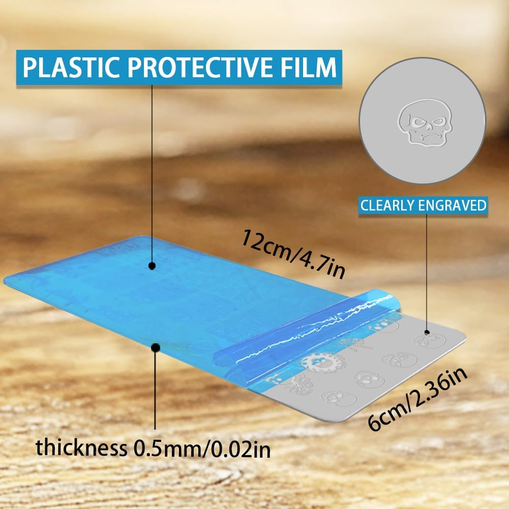 3Pcs Skull Nail Stamping Plate Set Halloween Nail Stamp Templates Skeleton Hands Roses Metal Reusable Tools with Stamper Scraper for Manicure Printing image number 5