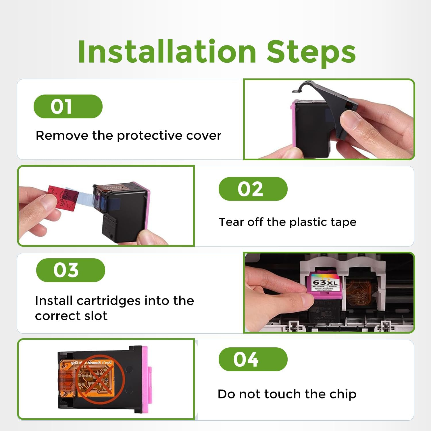 Remanufactured Ink Cartridge Replacement for HP Ink 63 63XL (Black Color Combo,2-Pack) HP63 XL HP63XL Work with 3830 4650 4655 5200 5255 5258 4520 4512 4516 1112 1110 3630 3632 3634 Printer image number 3