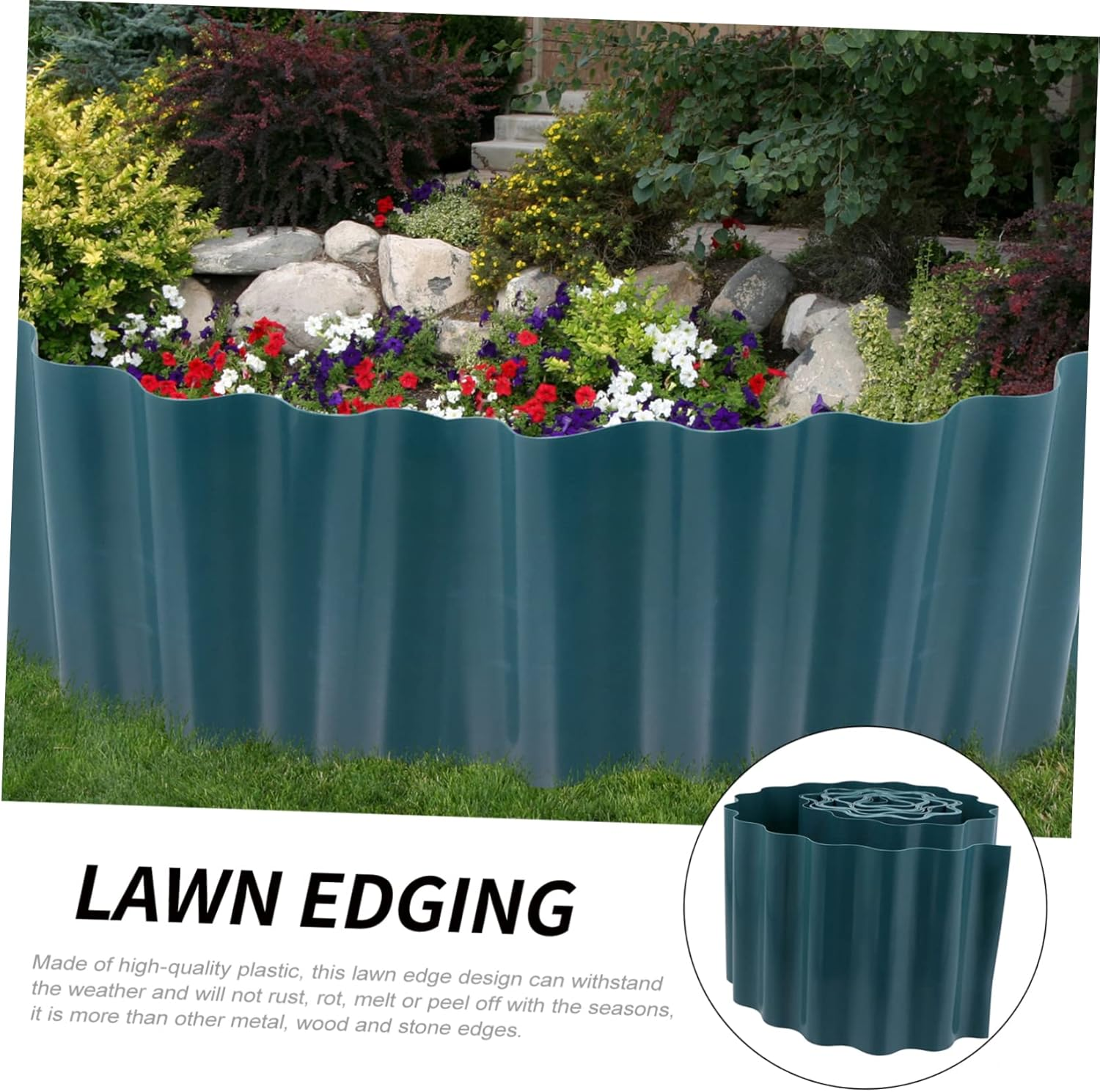 MERRYHAPY Plastic Flexible Garden Guardrail Lawn Edging for Flower Bed Border Outdoor Decor for Path Grass Wall image number 5