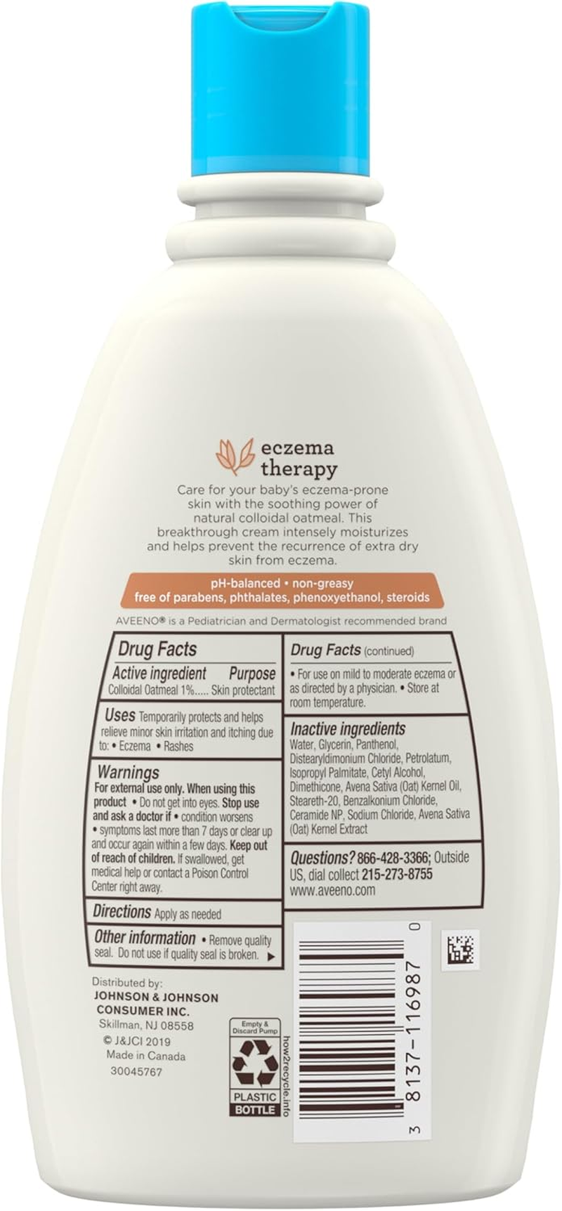 Aveeno Baby Eczema Therapy Moisturizing Cream, 12 Fl. Oz