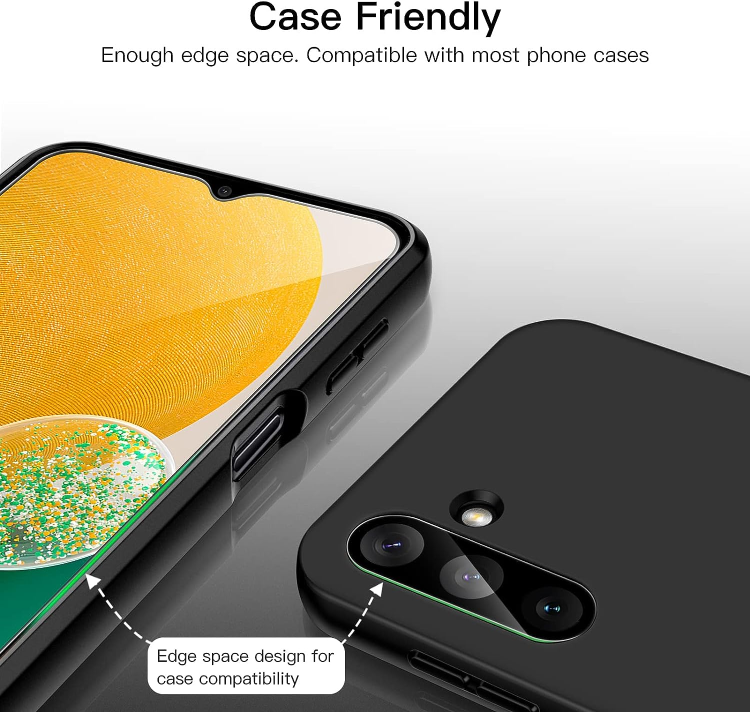 Jetech Screen Protector for Samsung Galaxy A13 / A13 5G with Camera Lens Protector, Tempered Glass Film, HD Clear, 2-Pack Each image number 4