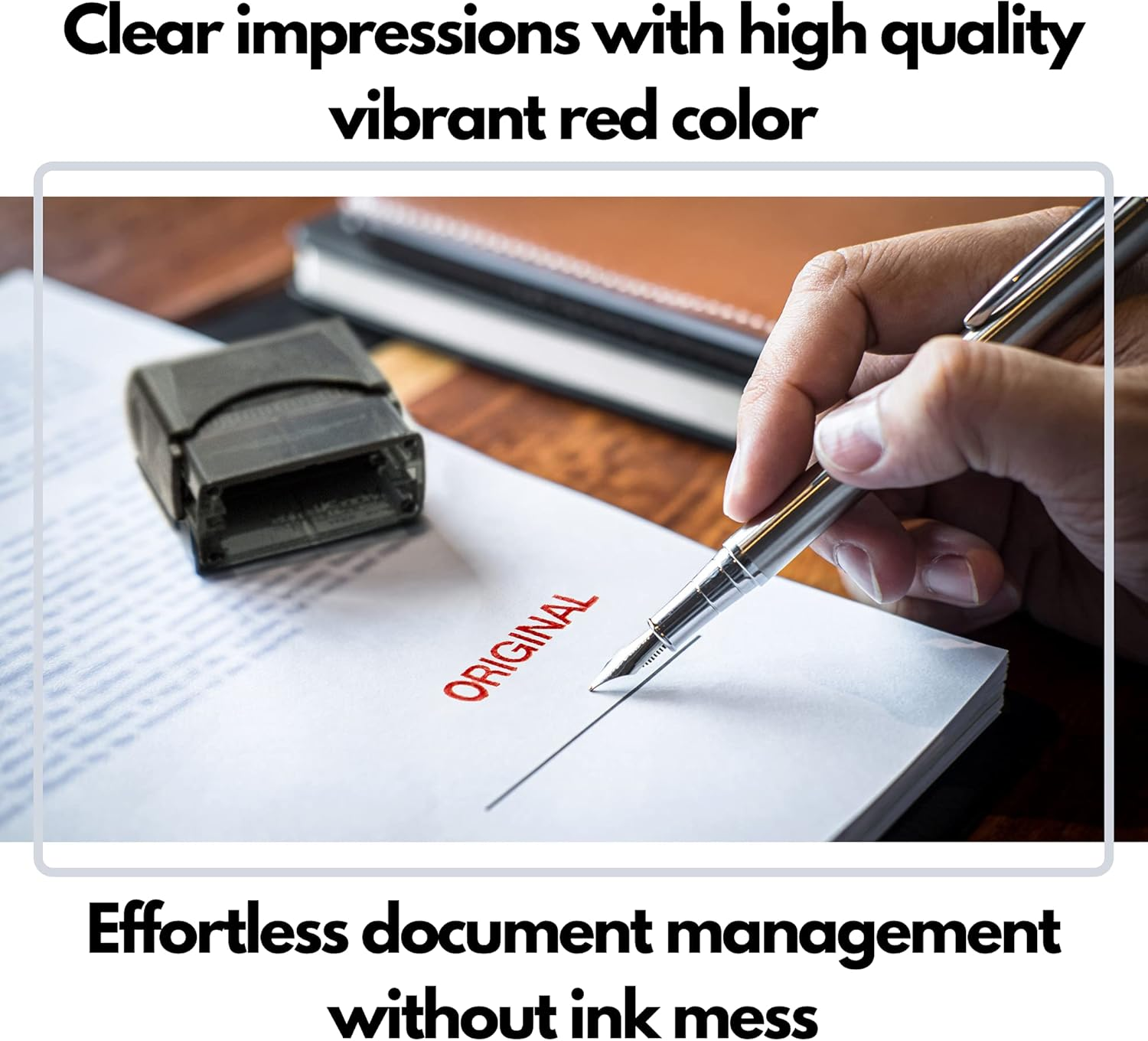 Self Inking Rubber Stamp, Refillable Red Ink Preinstalled - 1.4" X 0.51" X (35 X 8Mm) (Original) image number 3