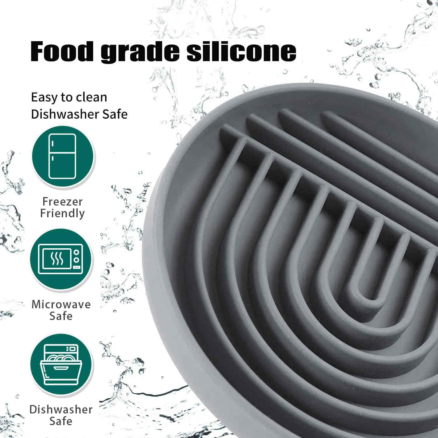 Slow Feeder Dog Bowls, Silicon Dog Bowl Slow Feeder, Non Slip Dog Slow Feeder Bowl, Cat Slow Feeder, Puzzle Silicone Dog Feeding Bowls with Suction Cups, Anti-Choking, Reduces Boredom,Anxiety image number 1