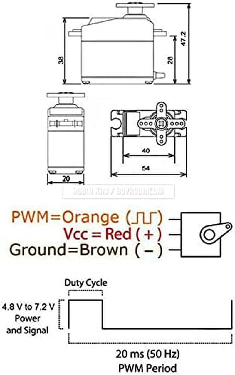 [2-Pack] Servo Motor MG995 Control Angle 180&deg;Metal Gear Servo Waterproof Digital High Speed Torque Servo Motor for RC Airplane Helicopter Mechanical Arm Car image number 1
