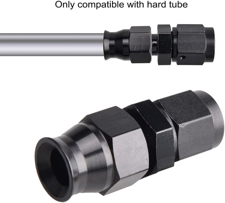 6AN Female Flare to 3/8" Fuel Hardline Tube Fitting Adapter Aluminum Black 2Pcs image number 5