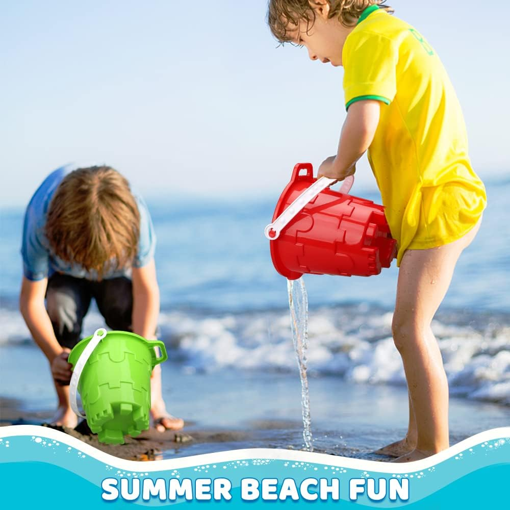 Beach Sand Castle Buckets Toy Set for Kids Adults, Castle Model Bucket Sand Pail Water Bucket for Beach Fun Summer Party Garden Tool Kits Camping Sandbox Accessory (3PCS)