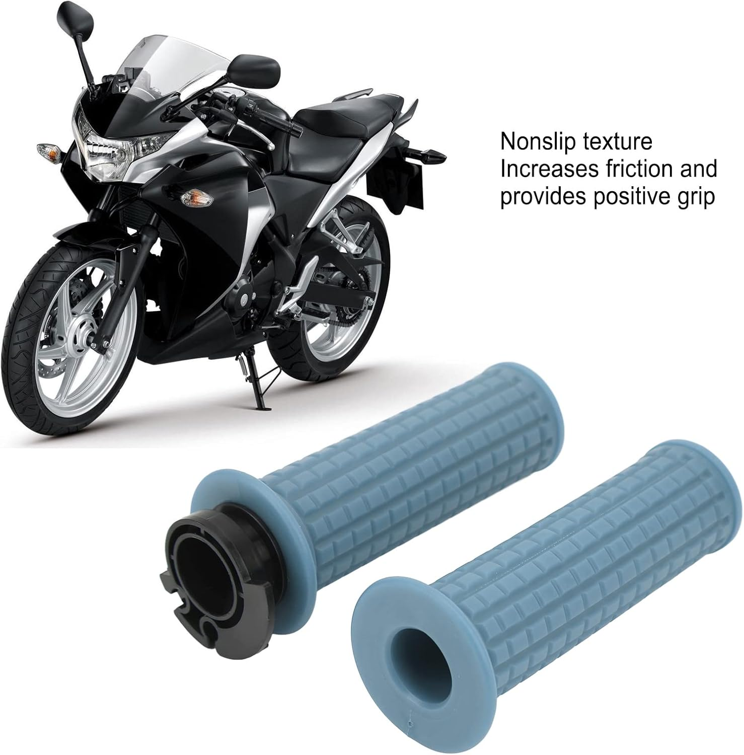 Motorcycle Handlebar Grips, Silicone Left Right Wear Resistant 22Mm Comfort Throttle Grips Direct Replacement for GY6 50Cc 80Cc 125Cc 150Cc (Blue) image number 4