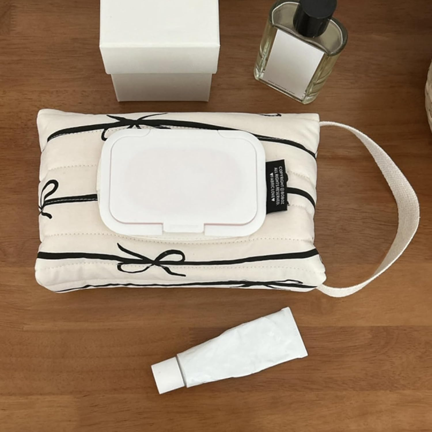 Wet Wipes Dispenser, Wipe Containers Refillable, Wipes Holder Bag Wipe Container, Baby Wipes Holder Storage Organizer, Bow Stripes Baby Wipe Case Travel Wet Wipe Pouch image number 4