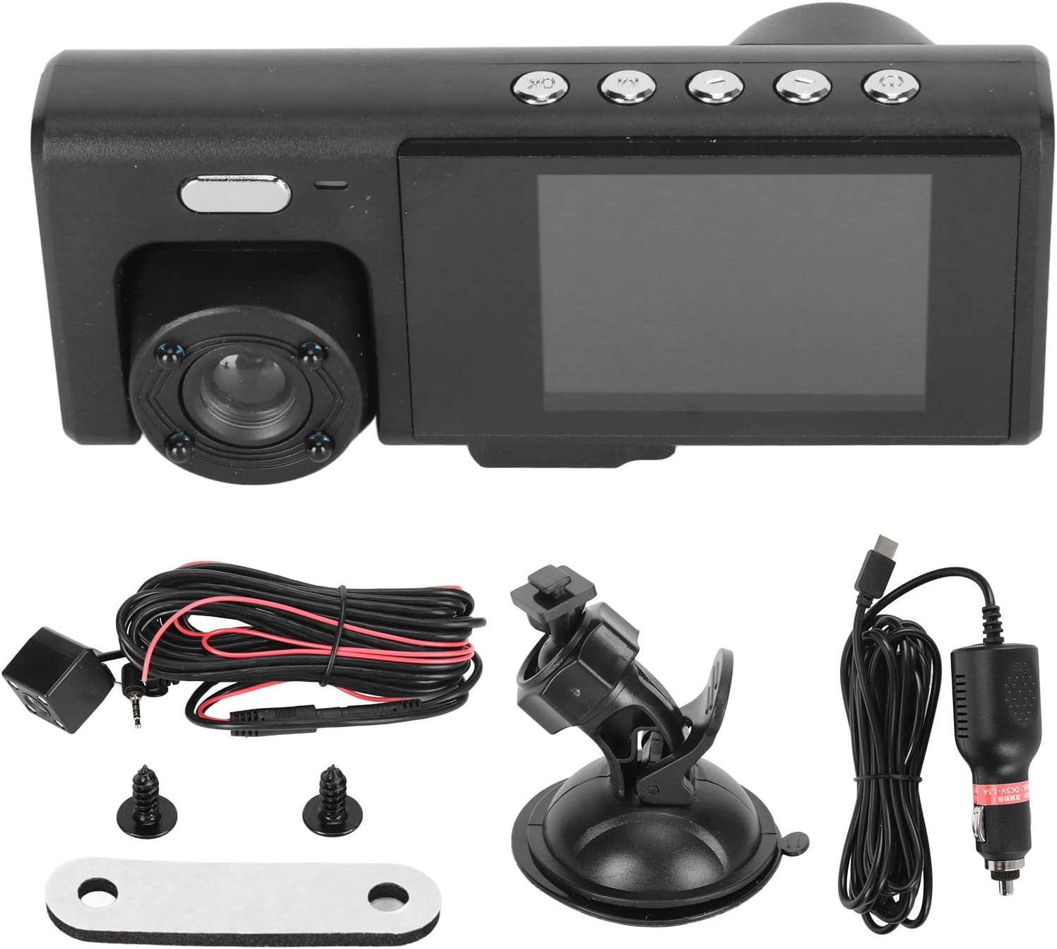 3 Channel Dash Cam Front and Rear Inside, 2In LCD Screen Full HD Dash Cam, 170 Degree Angle Three Lens Car Camera, Night Vision, Automatic Switch, Loop Recording, Motion Detection