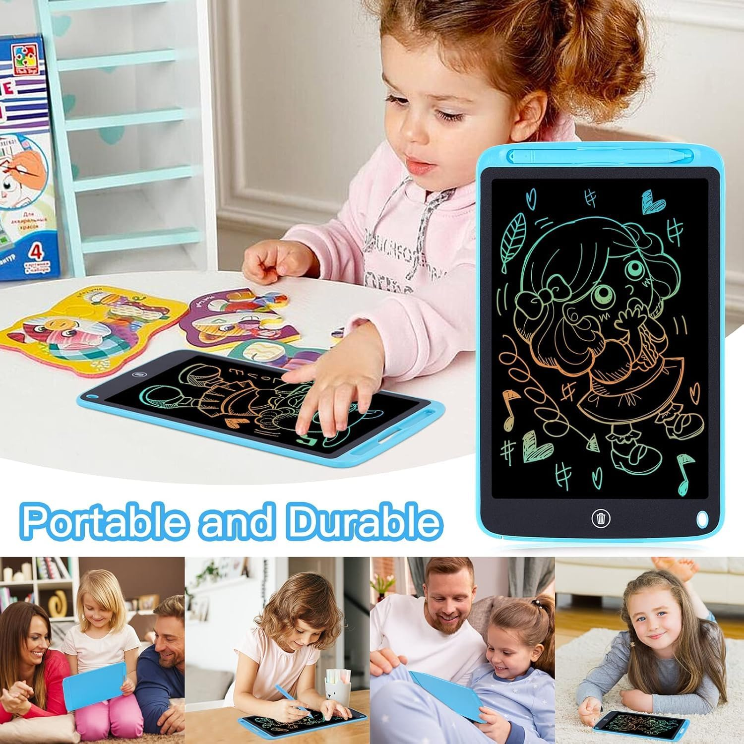 Blueswan Kids Toys, 10Inch Colorful Doodle Board, Stocking Fillers Kids Drawing Pads for 2 3 4 5 6 7 8 Years Old Boys Girls Gifts, Birthday Party School Gifts, Toddlers Travel Activity Learning Toys image number 1