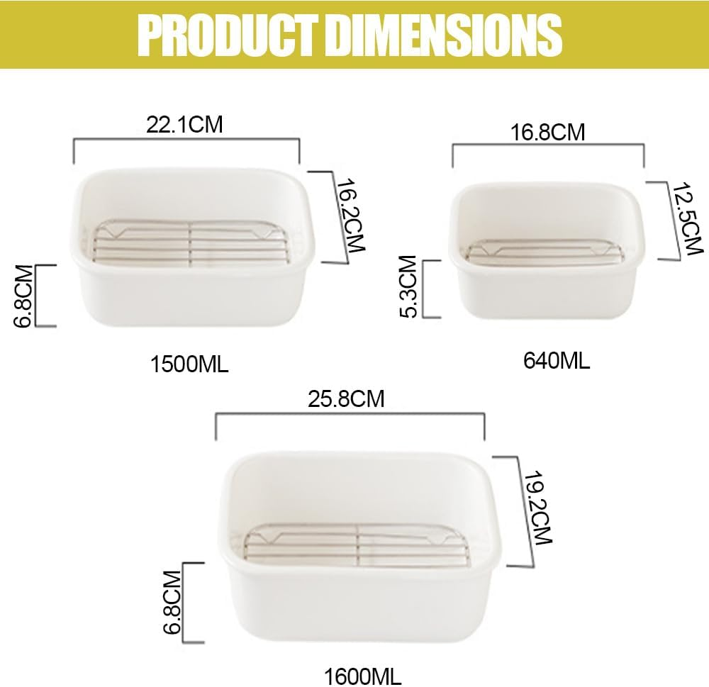 3-Piece Oven Casserole Set, Ceramic Baking Dish Set with Baking Rack, Large Lasagna Dish, Ceramic Tableware, Home Oven Baking Dish Bowl, Square Baking Dish for Cooking, White