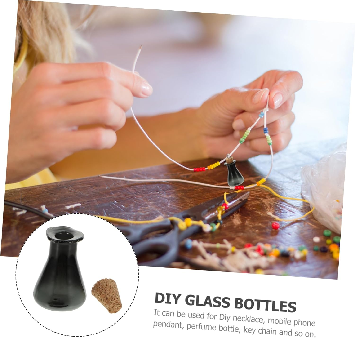 Mini Glass Bottle DIY Wishing Bottles Set of 8 Creative Decorative Accessories Air Purifying Home Decor image number 2