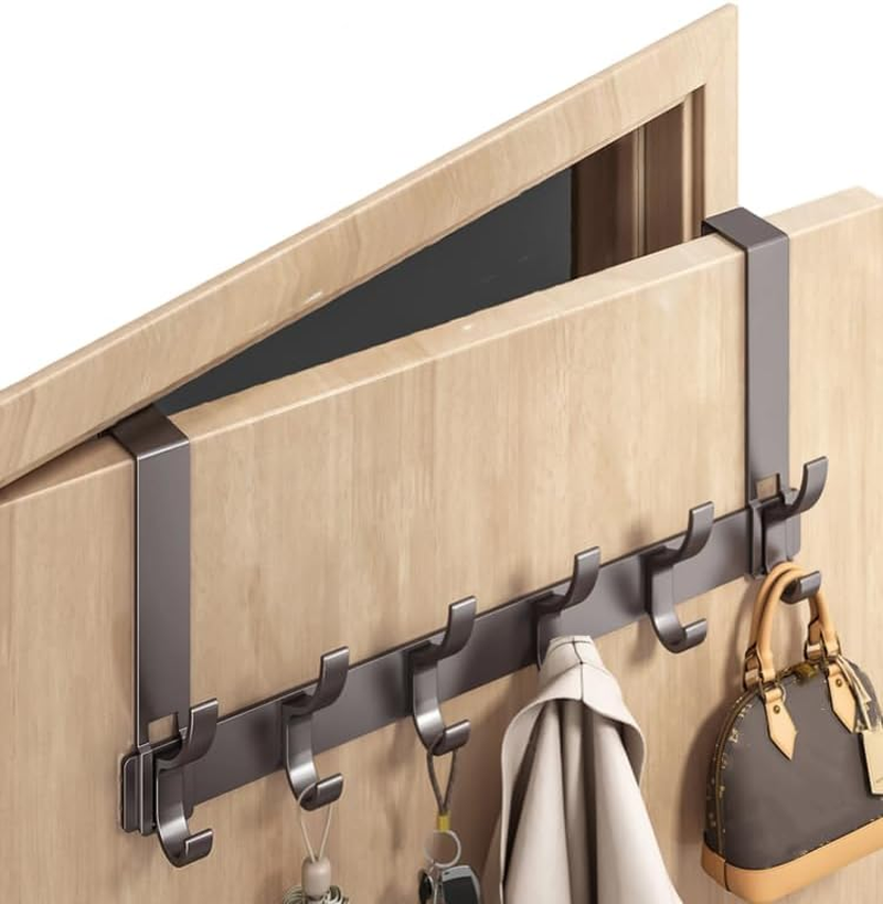 Over the Door Hooks, No Assembly Required Door Hanger Hook, Sturdy over the Door Coat Rack, over Door Hanger Door Hooks for Hanging Clothes, Towels, Hats (Black, 12 * 39CM)