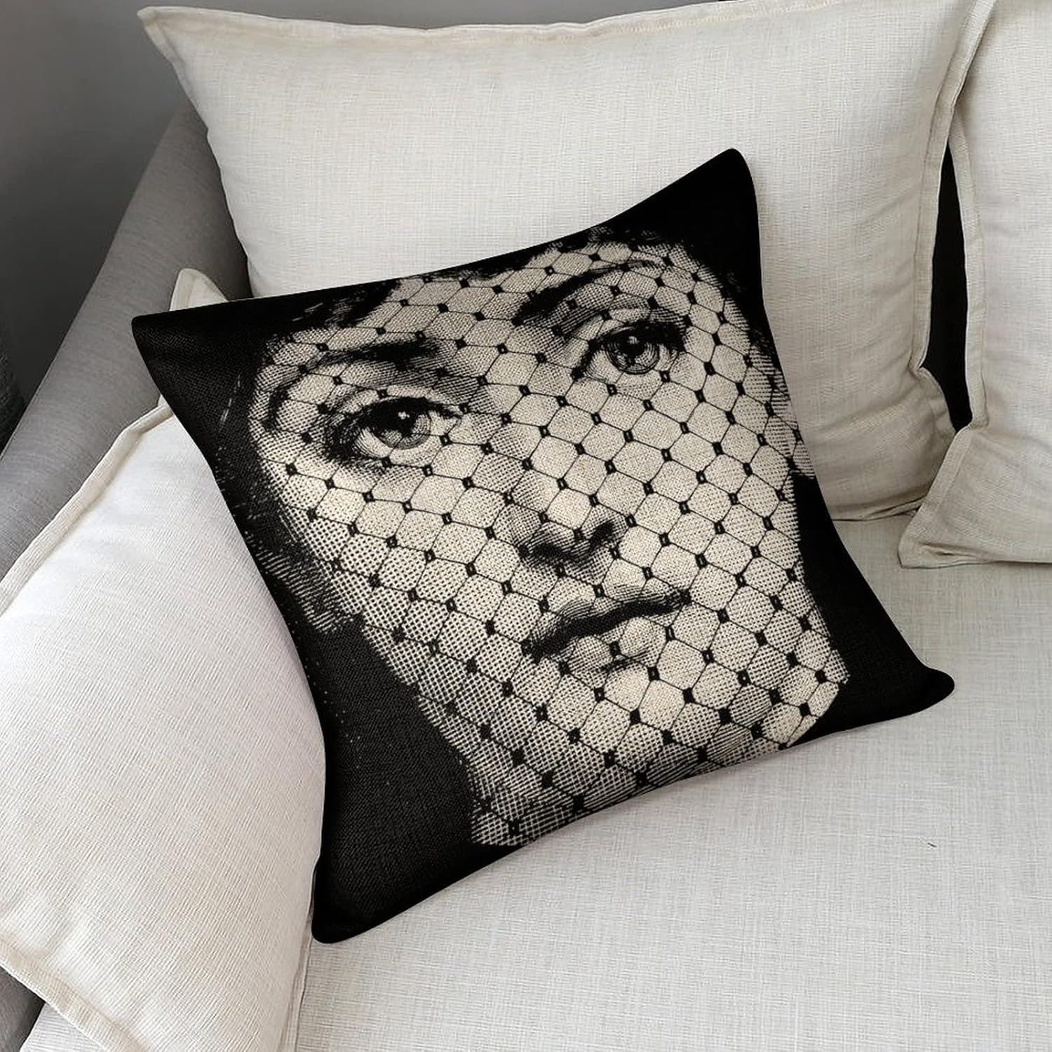 Lina Cavalieri Artificial Linen Throw Pillow Case, Decorative Cushion Cover Square Art Personalized Eye,Only Includes Pillowcase,18"X18"(45X45Cm),Style-1 - Black image number 3