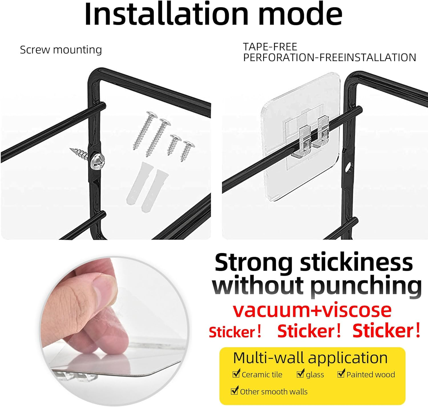 Nealie Wall Spice Rack Organizer- 4 Tier Hanging Stainless Steel Spice Racks Wall Mounted with Adhensive Stickder & Screws-Adhesive Hanging Spice Rack Kitchen & Pantry Shelf for Spice Jars image number 5