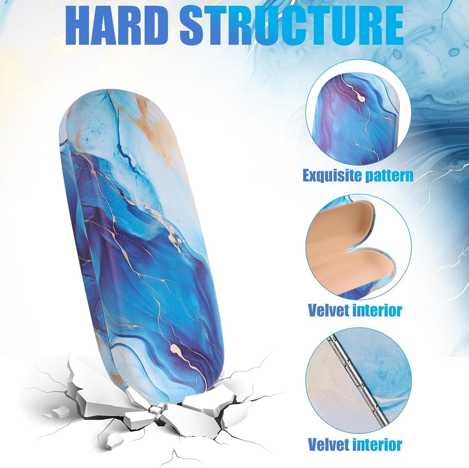 Premium Hard Sunglasses Case,Hard Shell Eyeglasses Case PU Leather Protective Glasses Cover Eyeglass Holder Box Includes Cleaning Cloth and Pouch- Men'S & Women'S Case - Light Blue image number 4