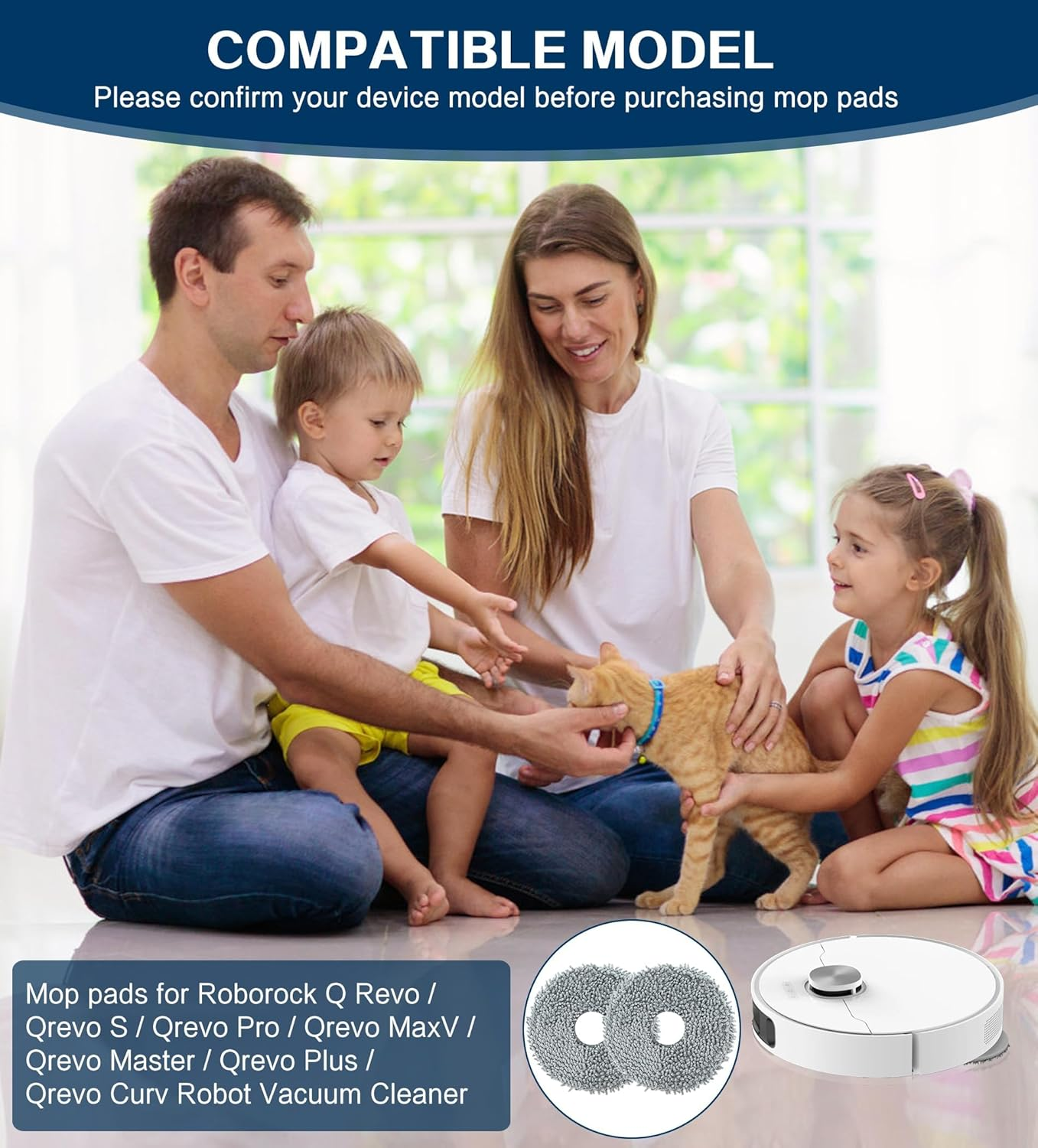 YBVABE 4Pack Mop Pads for Roborock Q Revo Curv, Q Revo, Qrevo Maxv, Q Revo L, Qrevo S, Qrevo Pro, Qrevo Slim,Q Revo Master Robot Vacuum Washable Microfiber Mopping Cloths Replacement Accessories