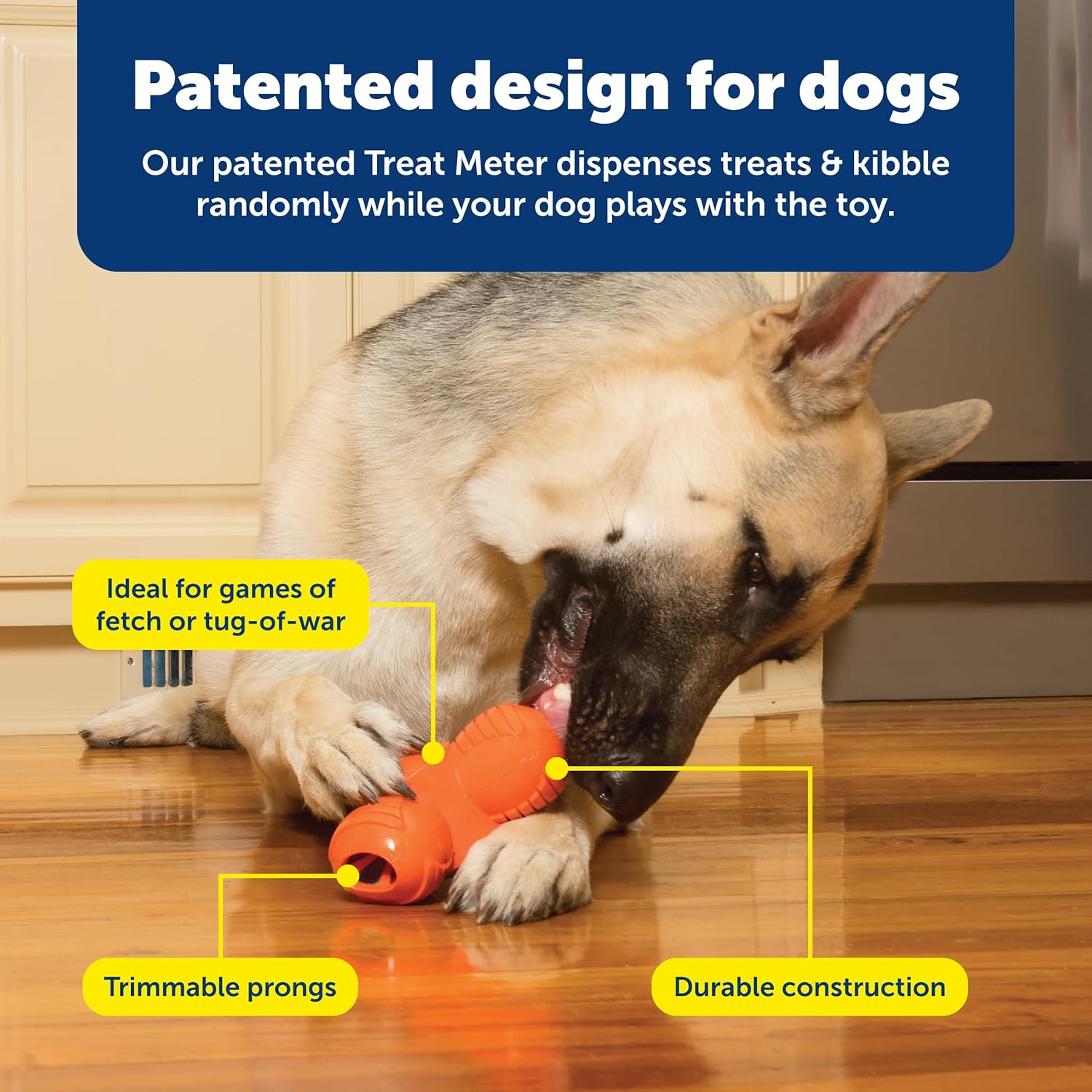 Petsafe Sportsmen Squeak 'N' Treat Troog Dog Chew Toy - Interactive Pet Puzzle for Boredom or Separation Anxiety - Use with Treats - Large