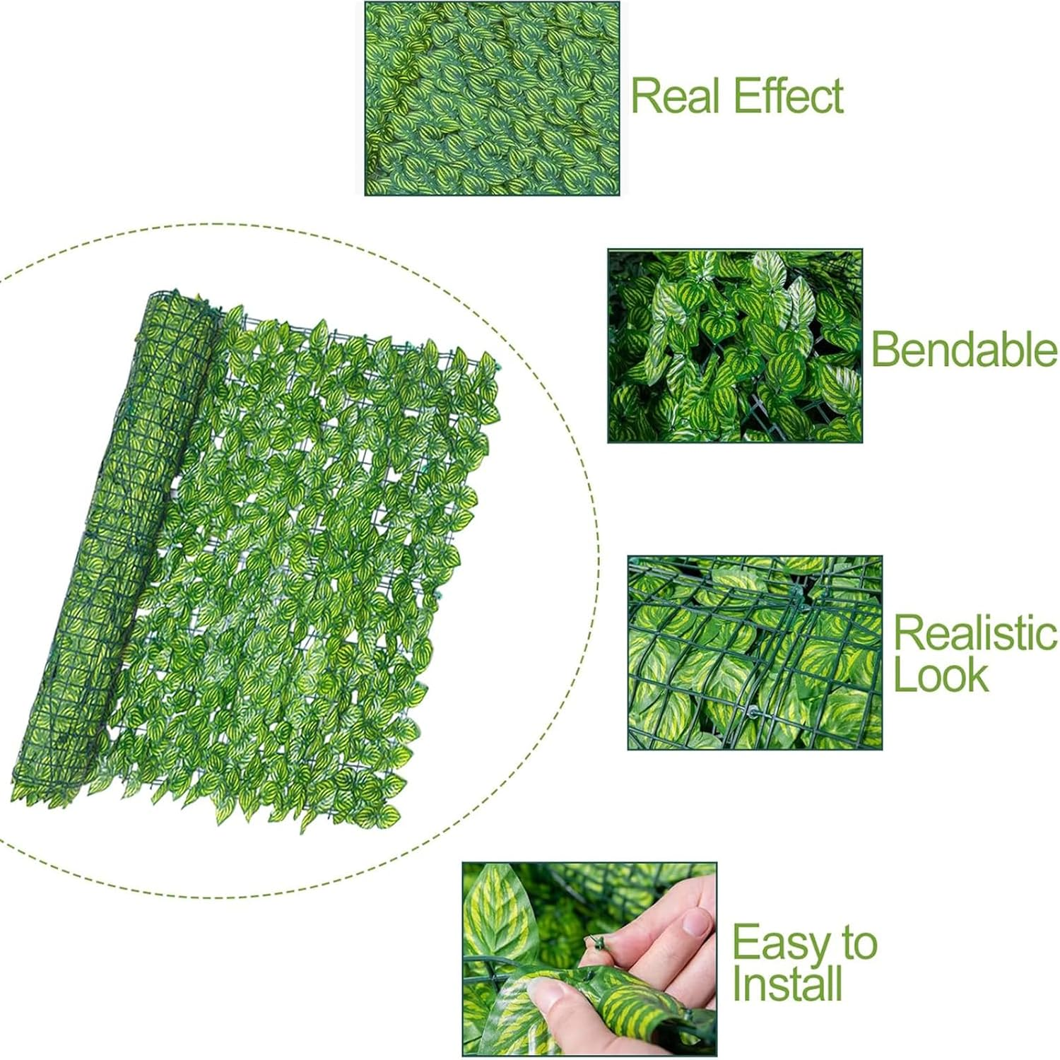 Artificial Ivy Privacy Fence Wall Screen,120X40 in Artificial Faux Ivy Hedge, Artificial Hedges Fence and Faux Ivy Vine Leaf Decoration for Outdoor Garden D&eacute;cor (Watermelon Leaves) image number 6