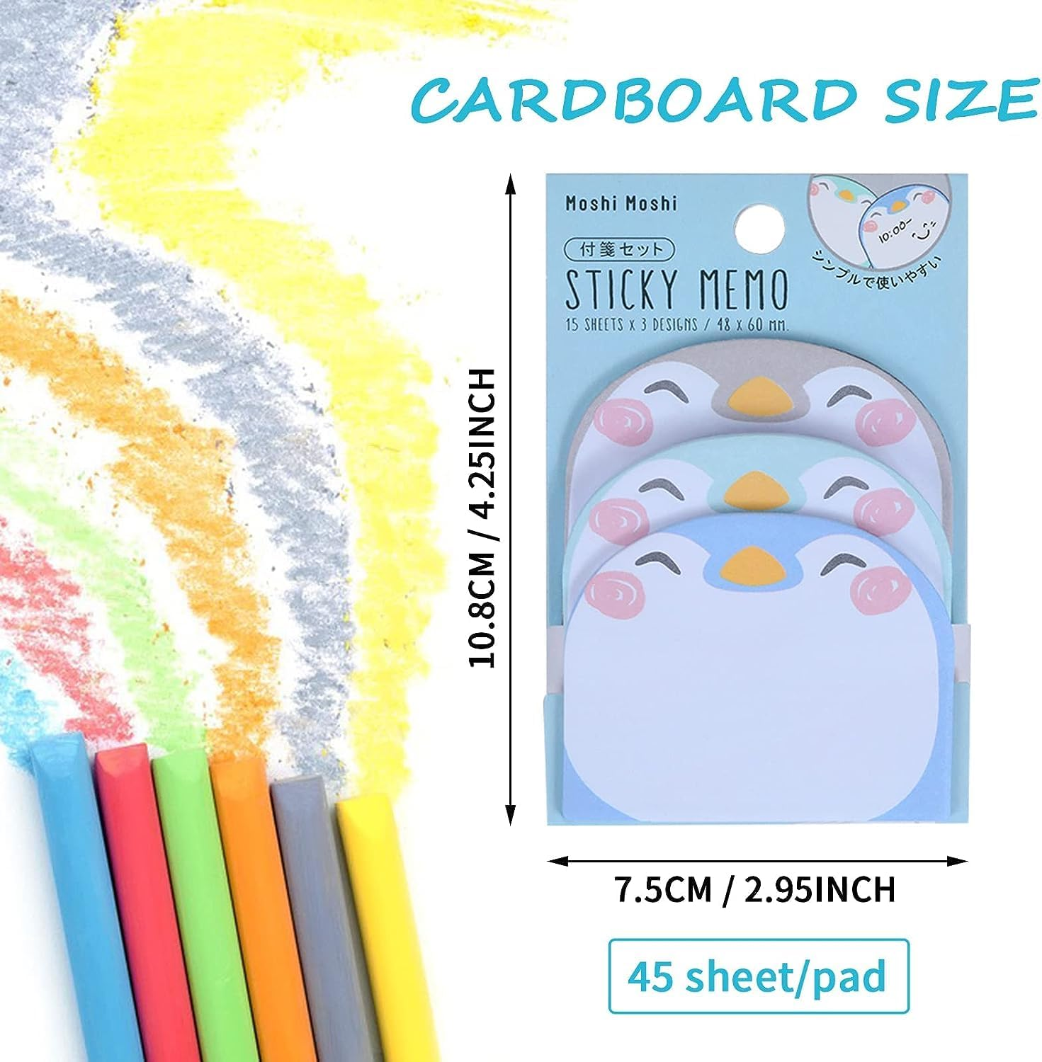 12 Pack Cute Sticky Notes, Cartoon Sticky Notes Animals Shape Markers Flags Self-Stick Memo Pads Students Home Office Roommates Gifts Tab Supplies 540 Sheets image number 2