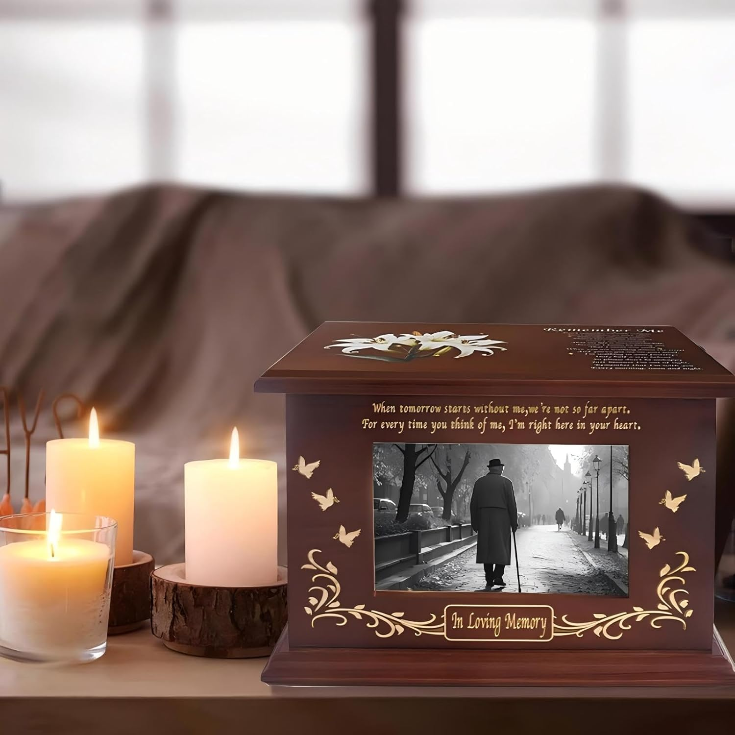 Urn Ashes Adult Male, Memorial Cremation Urns, Wooden Funeral Urns Box and Casket for Human Ashes image number 5