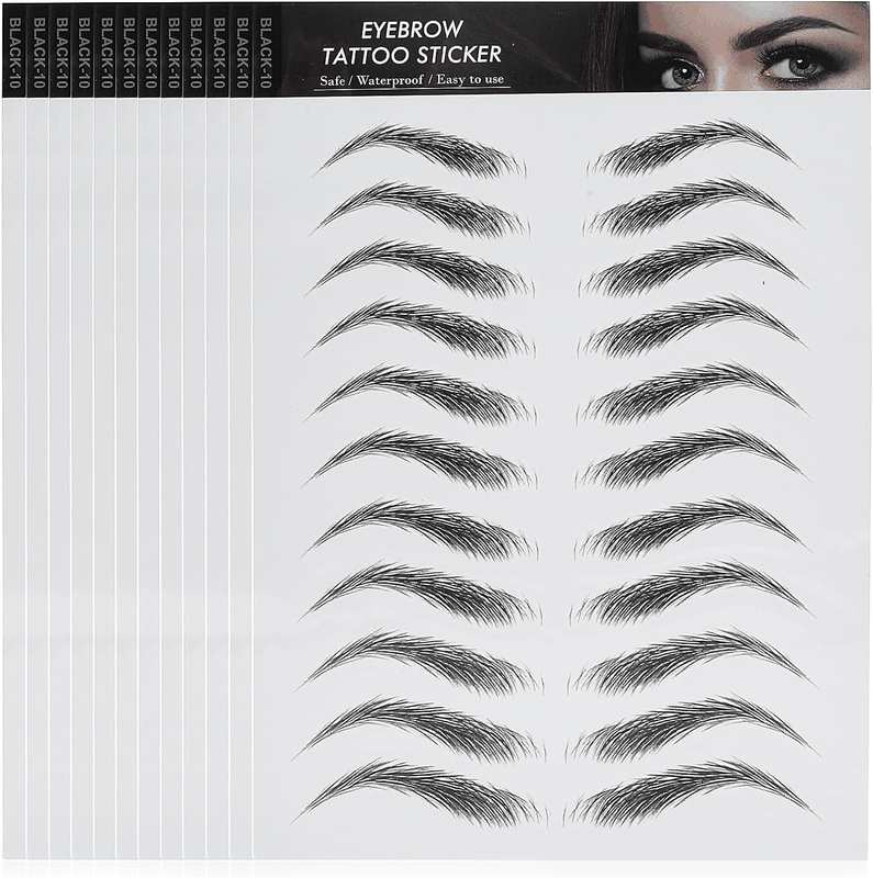 Molain 4D Hair-Like Eyebrow Tattoos - 12 Sheets Waterproof Long-Lasting Eyebrow Transfers - Peel off Stickers - Classic Style, 132 Pairs image number 5