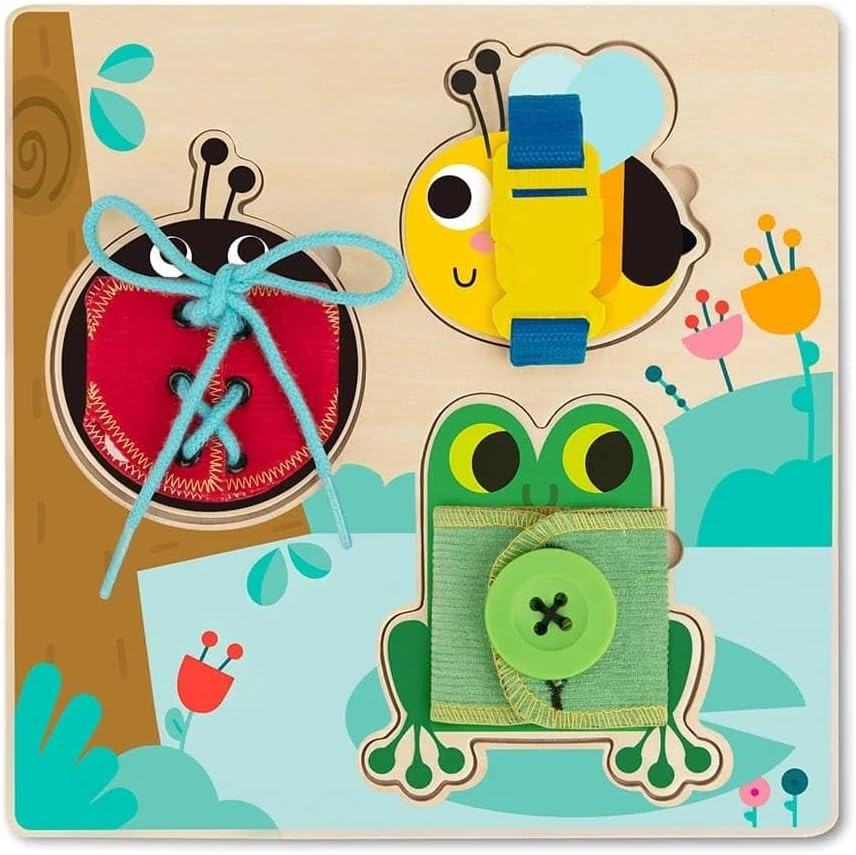 BASIC SKILLS LACING BUTTONS WOODEN PUZZLE BOARD image number 1