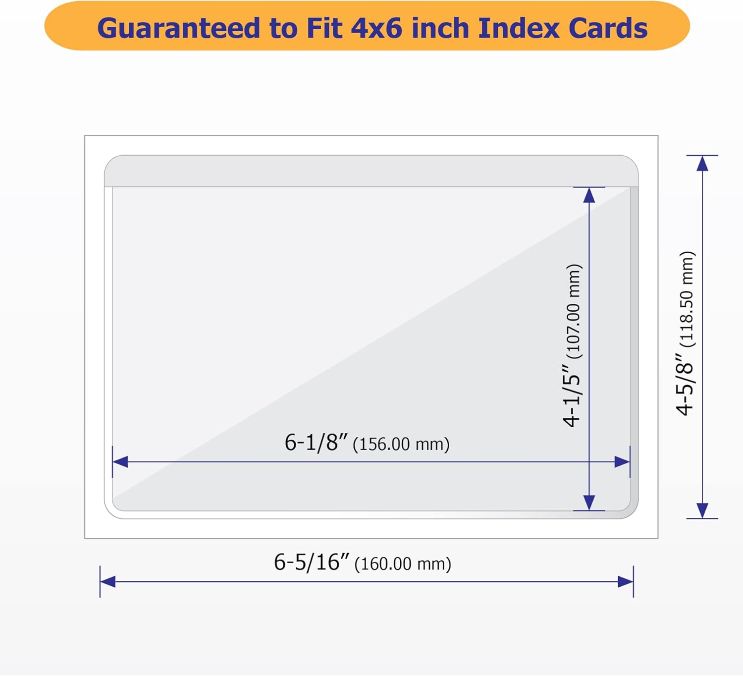 Clear Adhesive 4" X 6" Index Card Pockets with Top Open for Loading, 50 Pack, Plastic Labels Holders for Storage Bins and Library Card, Organizing and Protecting Your Index Cards or Photos
