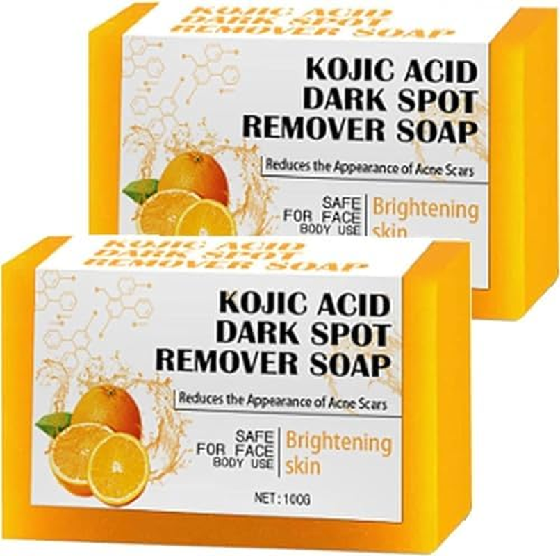 Brightening Lemon Turmeric & Kojic Acid Soap, Kojic Acid Dark Spot Remover Soap, Orange Vitamin C Handmade Soap, Rejuvenating, Exfoliating & Nourishing (3PCS)
