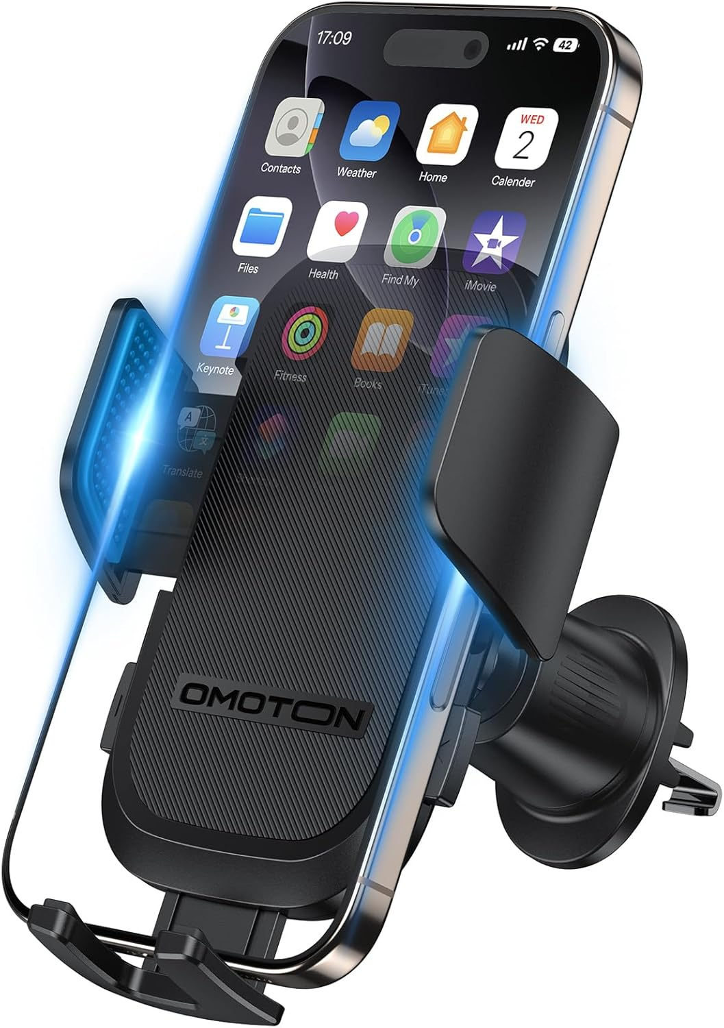 OMOTON Car Phone Holder Mount for Car Air Vent [Metal Clip], Cell Phone Holder Car Hands Free Cradle in Automobile, 360&deg; Adjustable Cellphone Vent Clamp Fit for Iphone 14 13, All Smartphones, Black image number 6