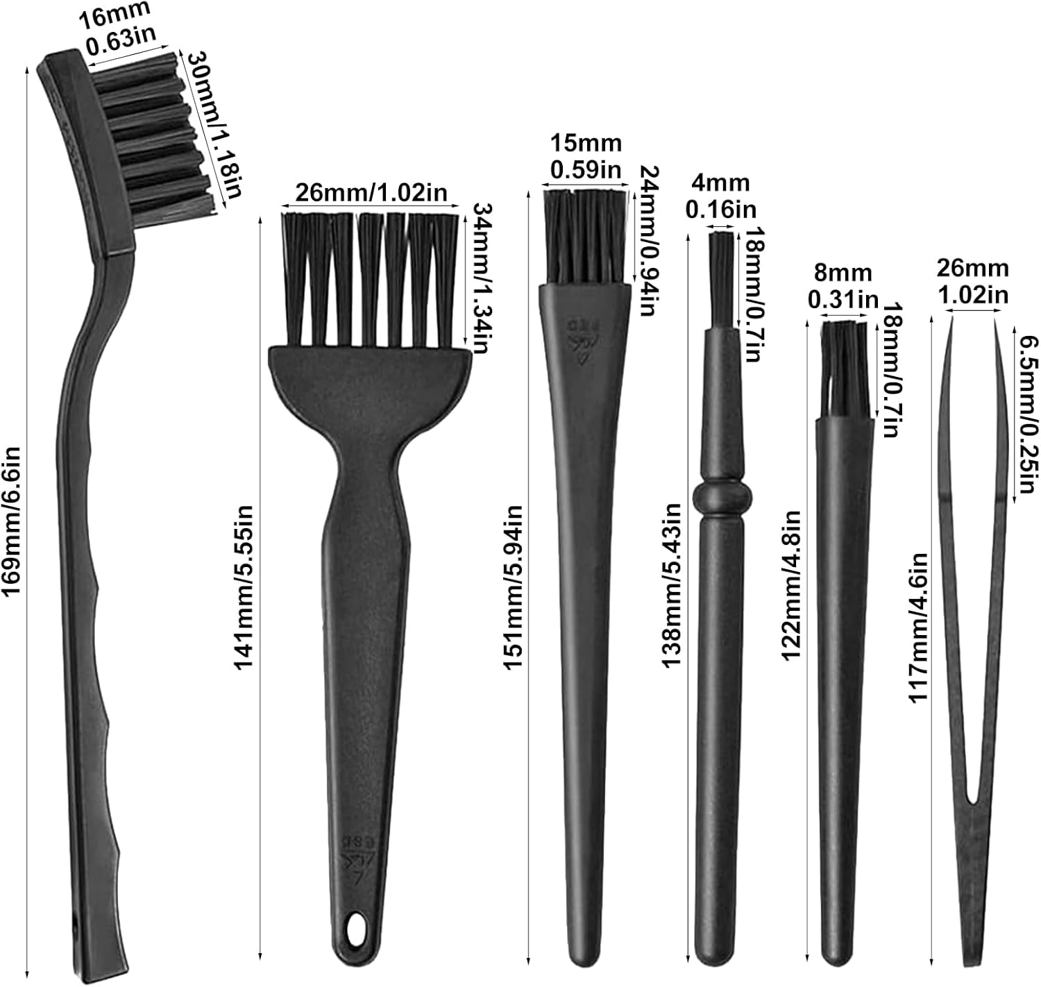 6PCS Precision Cleaning Brushes, Crevice Cleaning Brush for Computers,Keyboards, Pcbs,Vents,Car Interior,Window Track image number 3