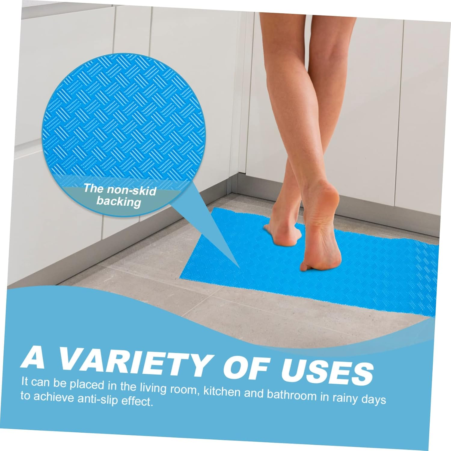 Outanaya Non-Slip Swimming Pool Stair Mat Wave Pattern 43X90Cm Blue Anti-Slip Pool Ladder Cushion for Outdoor and Protection image number 6