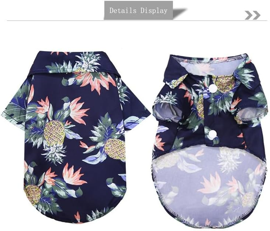 Dog Shirt Summer Dog Clothes Boy Girl Breathable Cool Costume Beach Seaside Sweatshirt for Small Puppy Polo Shirt T-Shirt Pet Outfit (Dark Blue, L) image number 2