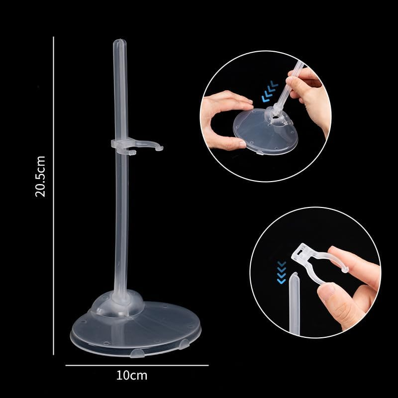 DACUAN 6 Pcs Transparent Doll Holder, Adjustable Doll Stand Support, Model Show Stands, Adjustable Action Figure Stand Barbie Accessories for 9-11 Inch Dolls image number 2