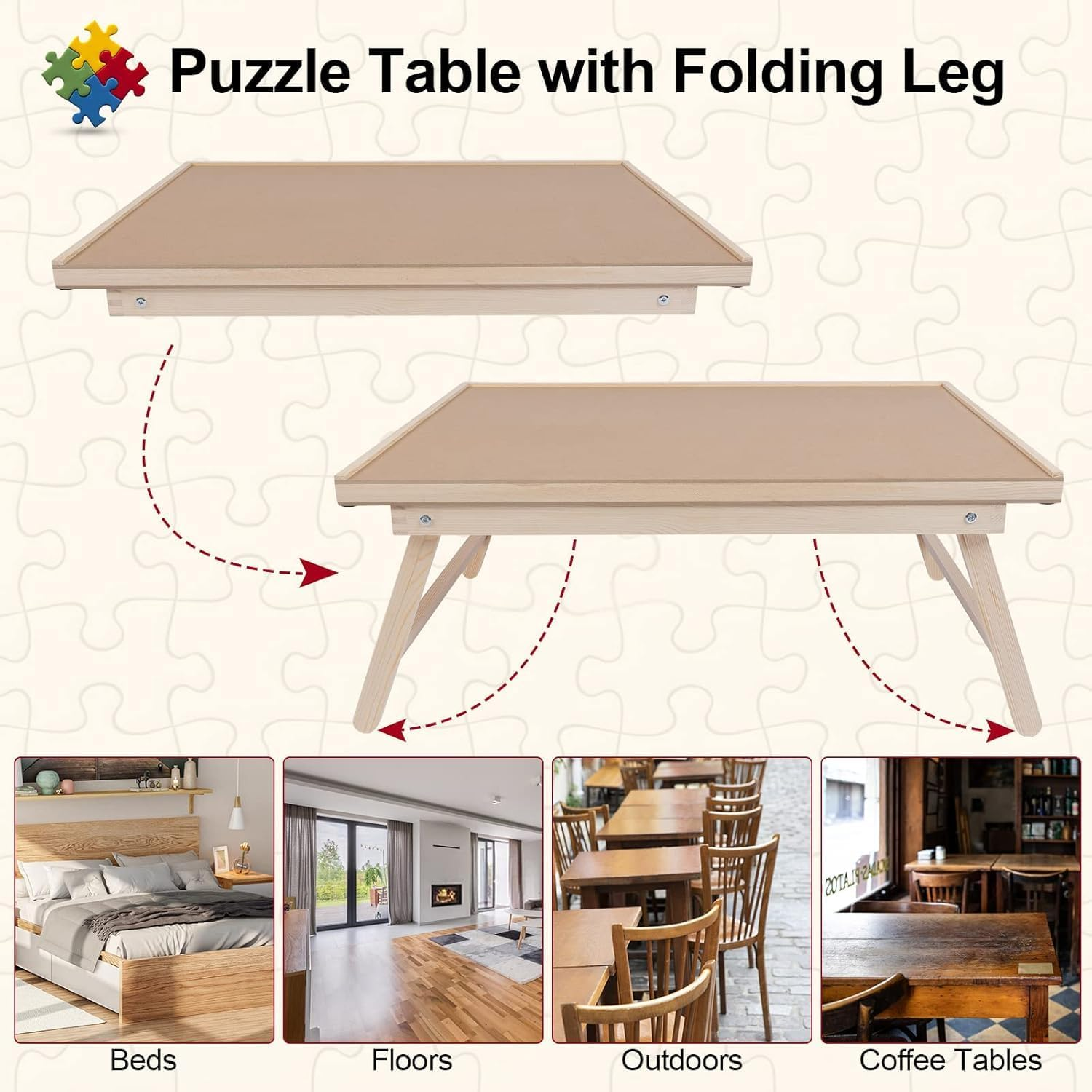 Quintin Puzzle Board 1500 Pieces Jigsaw Puzzle Table with 4 Drawers and Transparent Cover, 89X 68Cm Portable and Sturdy Puzzle Board Game Table with Folding Legs for Adults image number 3