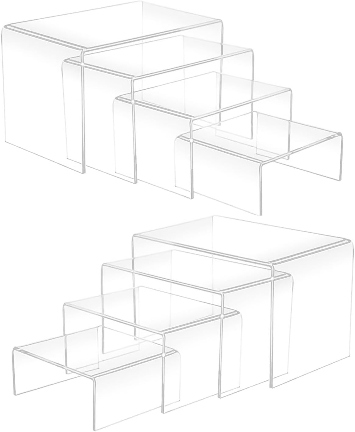 8 PCS Acrylic Risers, Clear Acrylic Riser Display Stands, Suitable for Jewelry, Candles, Toys, Perfume, Collection, Decoration, Cupcakes image number 1