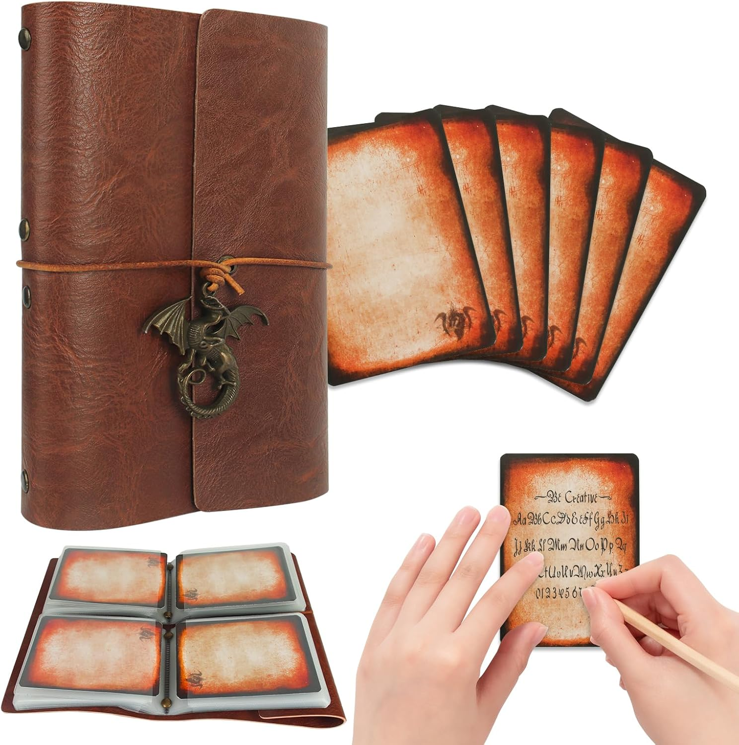 Spellbook Cards Holder D&D RPG Pocket Spell Book & Reference Card Holder, Tome of Recollection TTRPG Gaming Accessories for Dungeons and Dragons Beginner Master (61 Poker-Size Player Cards Included) image number 3